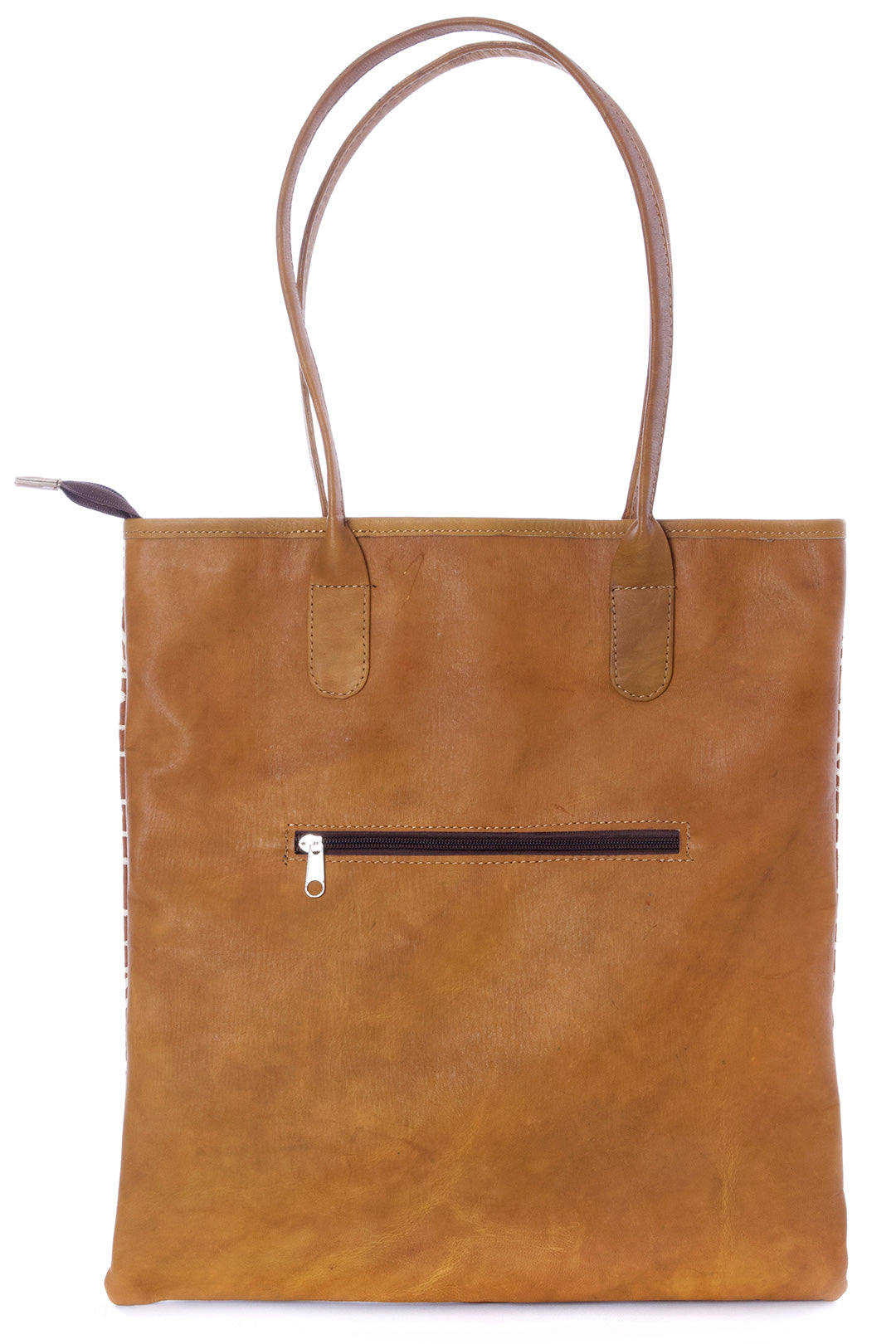 Brown & White Mod Mudcloth & Leather Purse