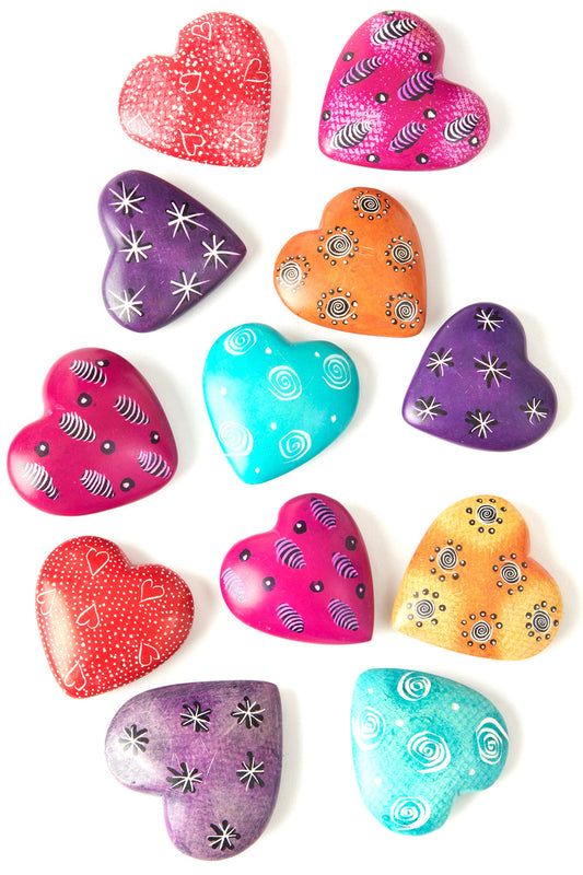 Dozen Miniature Soapstone Hearts