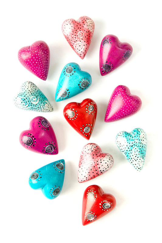 One Dozen Small Soapstone Rainbow Hearts