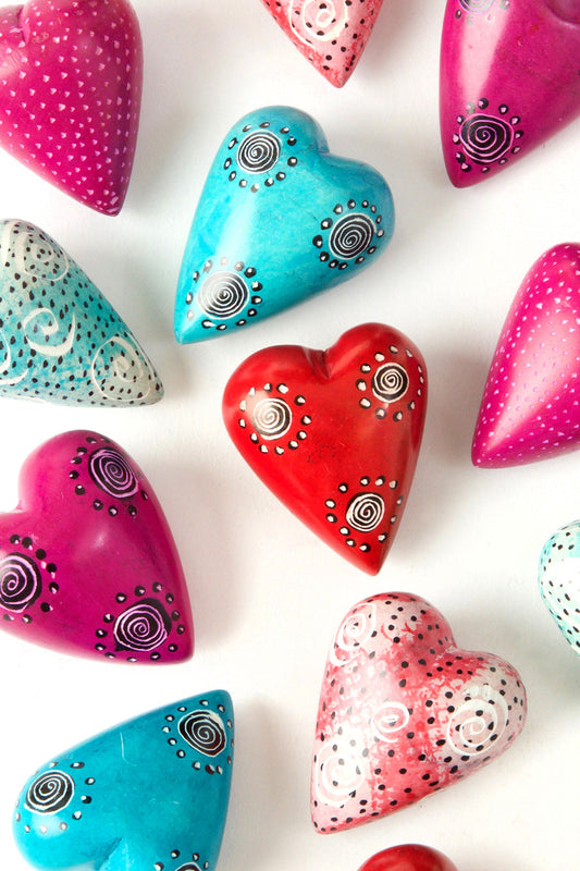 One Dozen Small Soapstone Rainbow Hearts