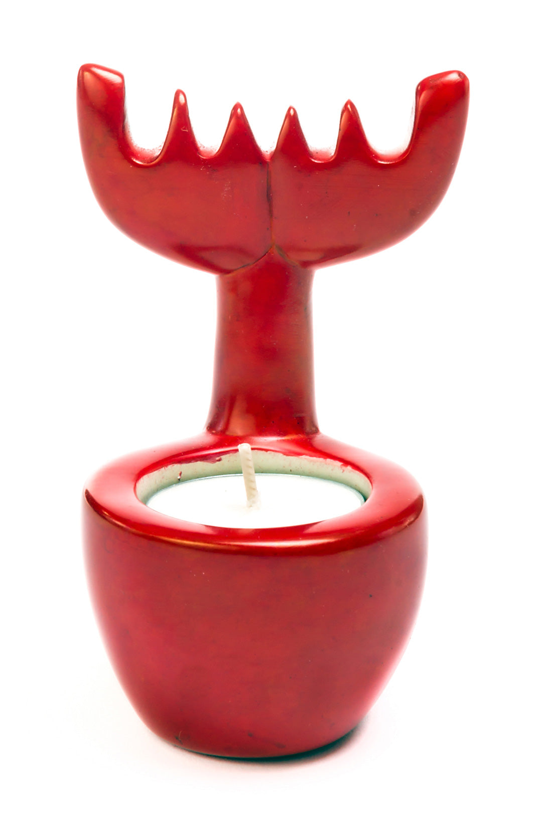 Kenyan Red Reindeer Tealight Candle Holder