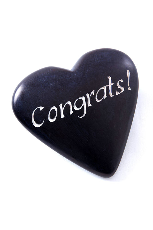 Kisii Stone Celebration Heart: Congrats!