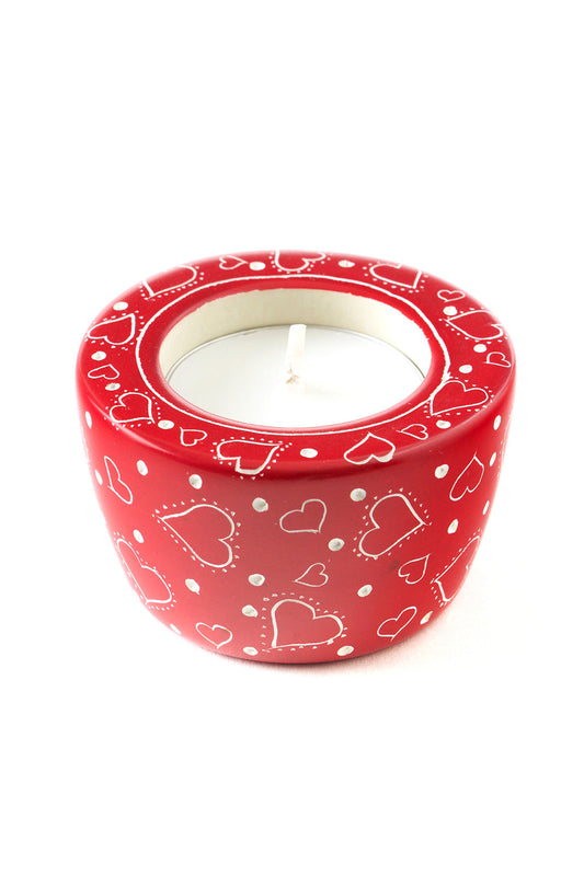 Much Love Red Soapstone Tea Light Candle Holder