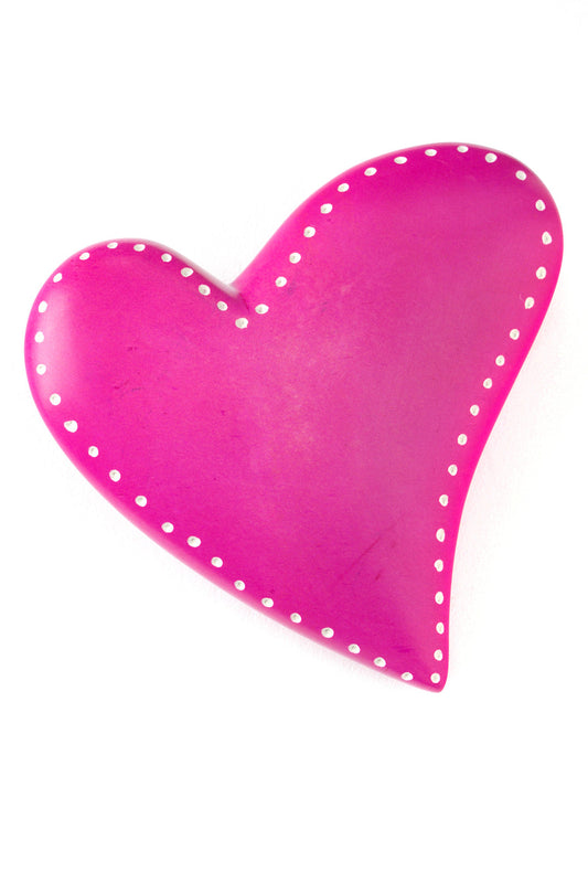 Large Bright Pink Soapstone Off Beat Heart