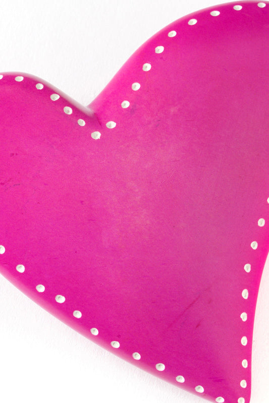 Large Bright Pink Soapstone Off Beat Heart