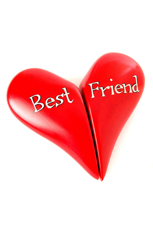 Red Soapstone Best Friend Sharing Heart