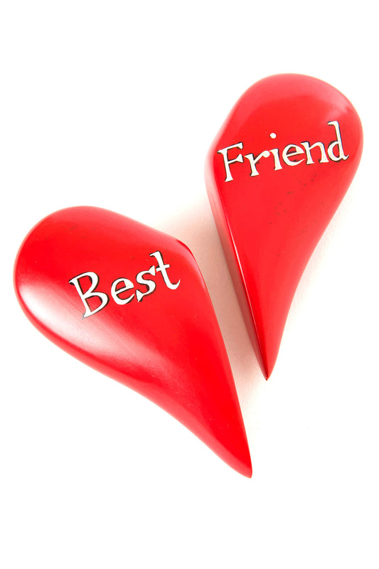 Red Soapstone Best Friend Sharing Heart