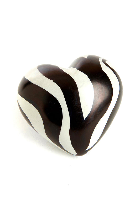 Kenyan Zebra Print Plump Soapstone Heart Keepsake