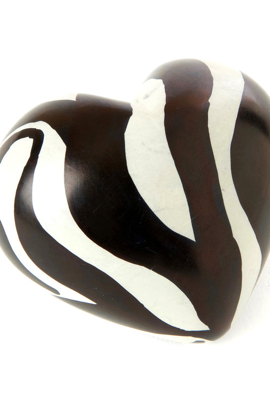 Kenyan Zebra Print Plump Soapstone Heart Keepsake