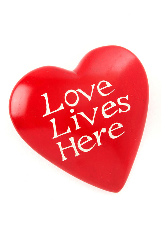 Red Love Lives Here Soapstone Heart Keepsake