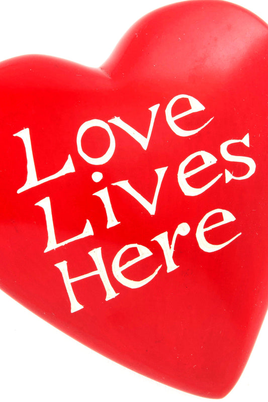 Red Love Lives Here Soapstone Heart Keepsake