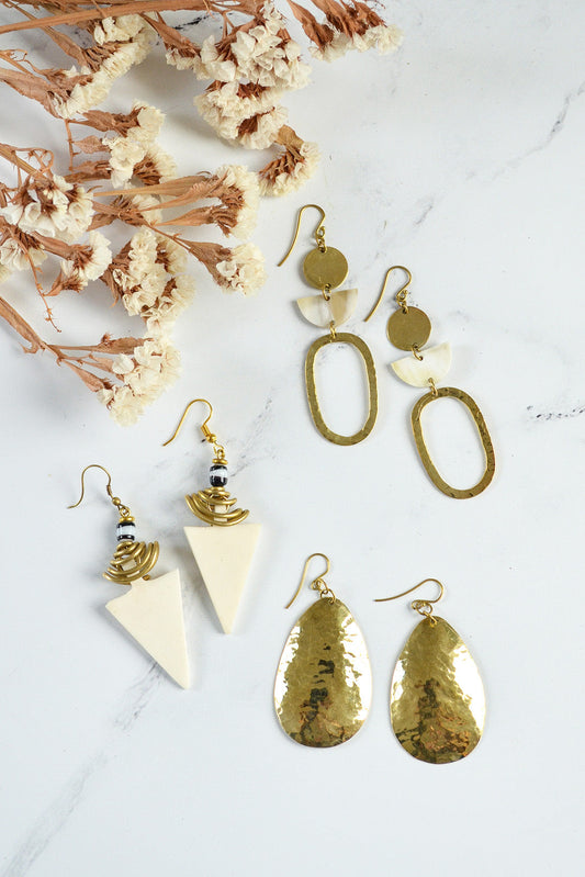 Kenyan Hammered Brass Limelight Earrings
