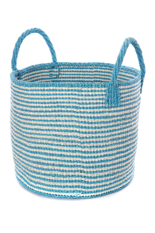 Blue Narrow Stripe Sisal Tote