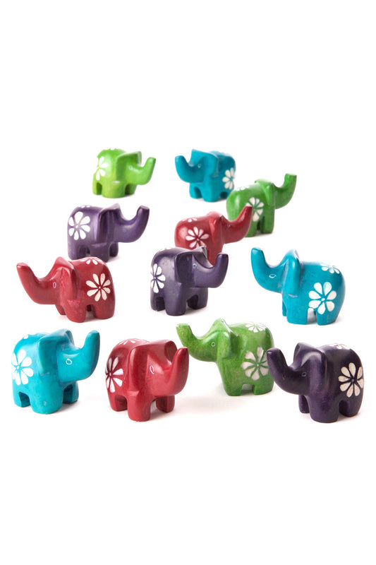 Rainbows & Flowers Dozen Miniature Elephants