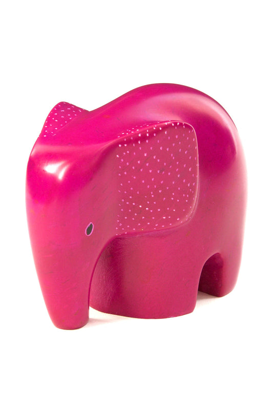 Pink Bashful Elephant Soapstone Sculpture