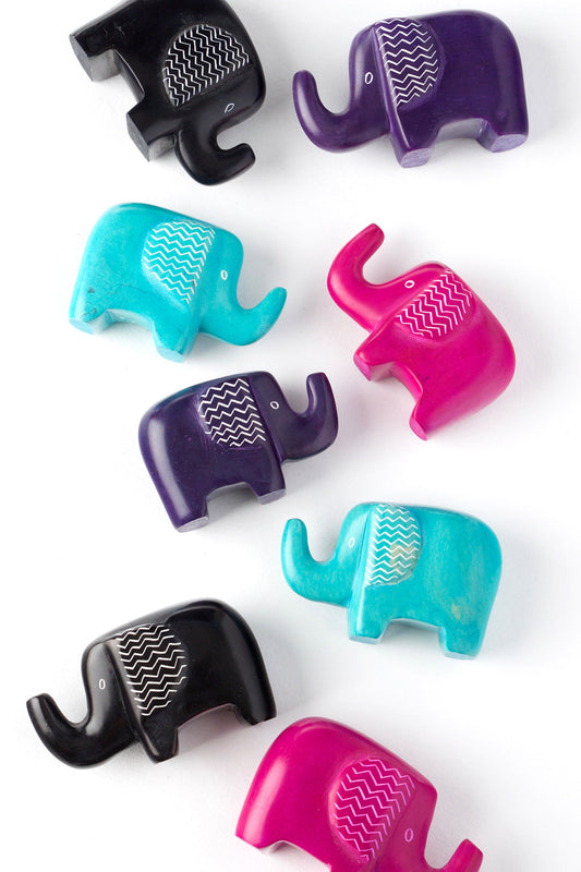 Dozen Cutie Zig-Zag Miniature Soapstone Elephants