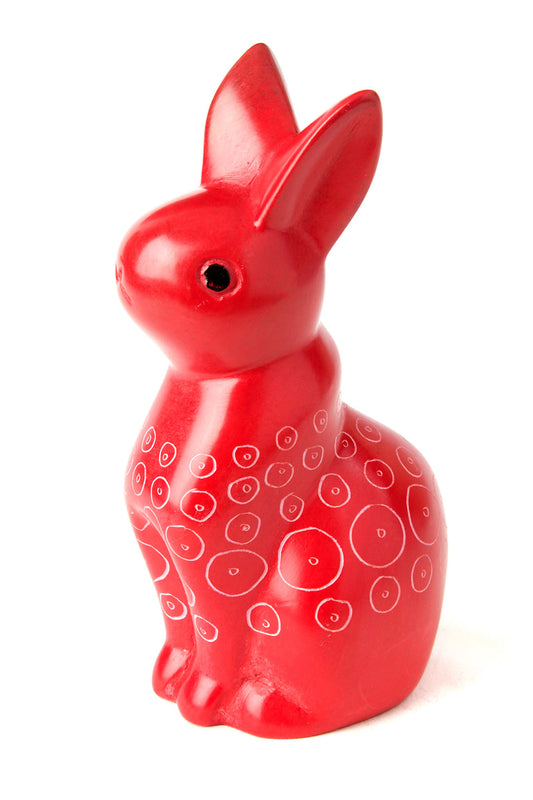 Red Soapstone Mamma Bunny Rabbit