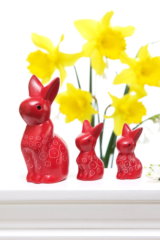 Red Soapstone Mamma Bunny Rabbit