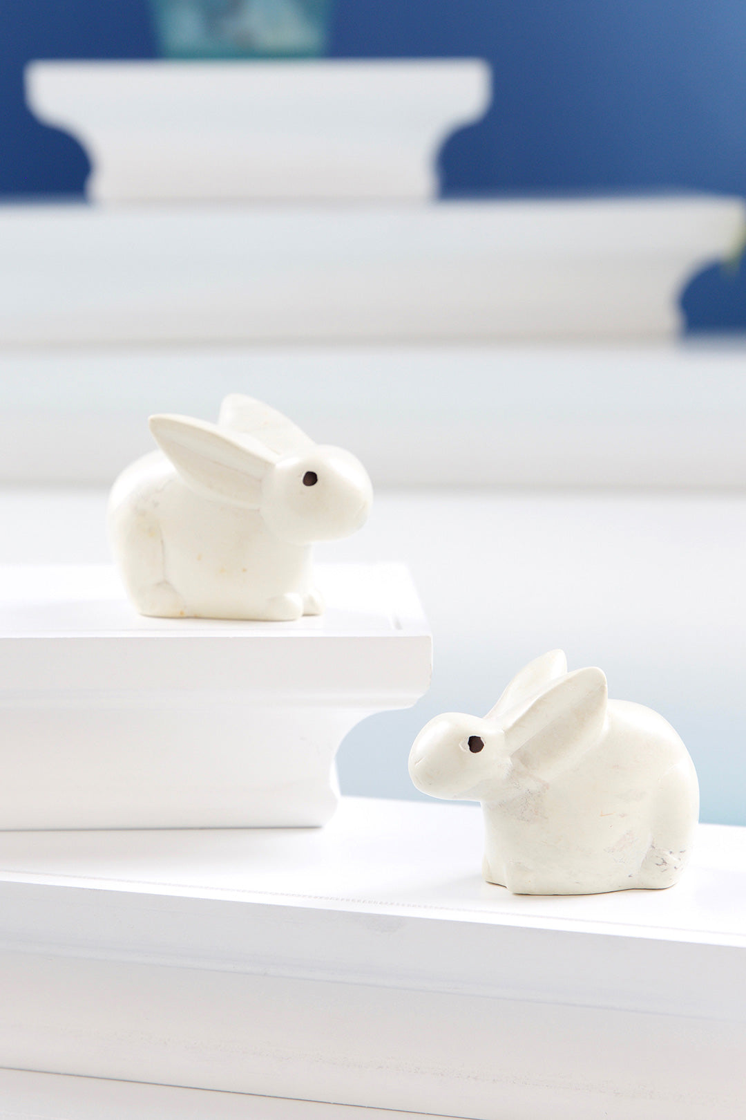 Set of Two Natural Soapstone Baby Bunny Rabbits