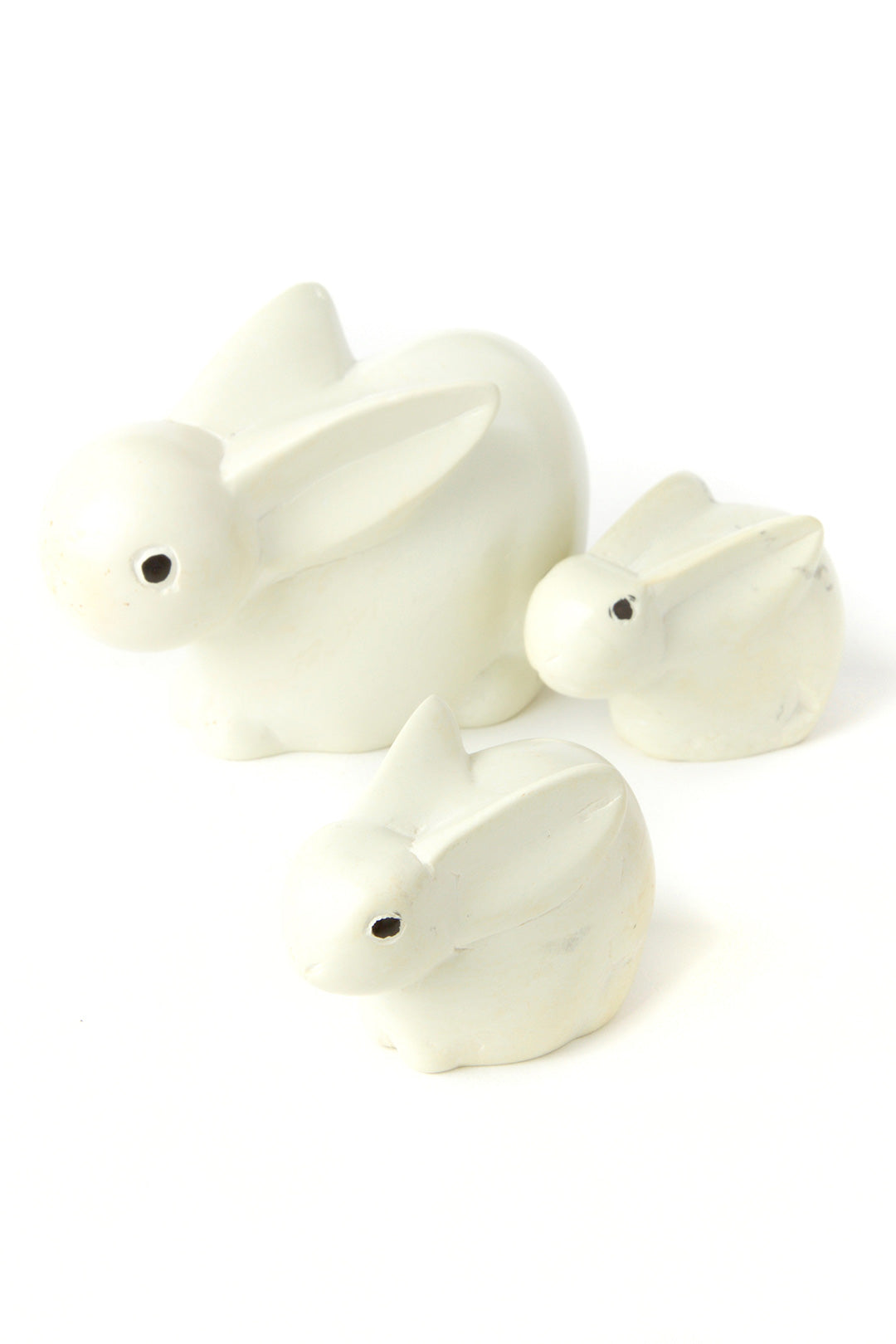 Set of Two Natural Soapstone Baby Bunny Rabbits