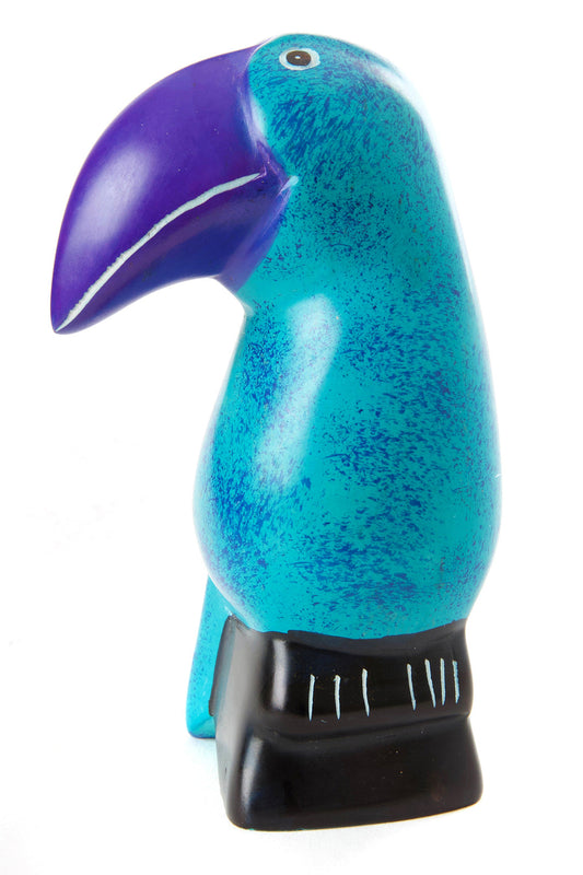 Large Soapstone Twilight Toucan in Purple & Aqua