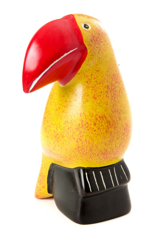 Large Soapstone Tropical Toucan in Orange & Red