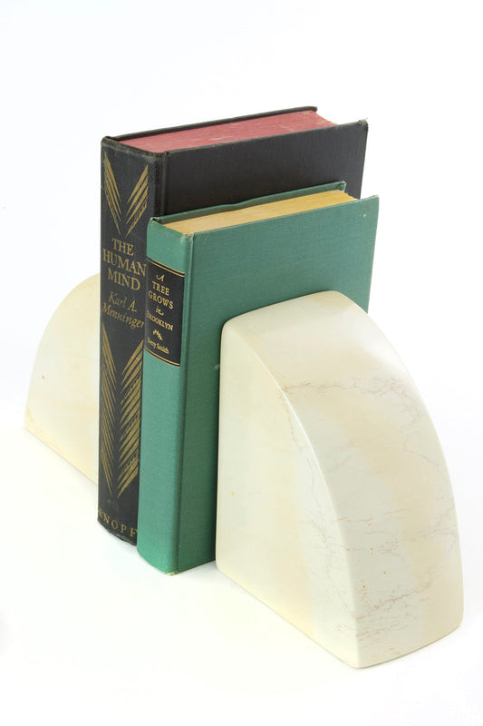 Natural Soapstone Deco Bookend Set
