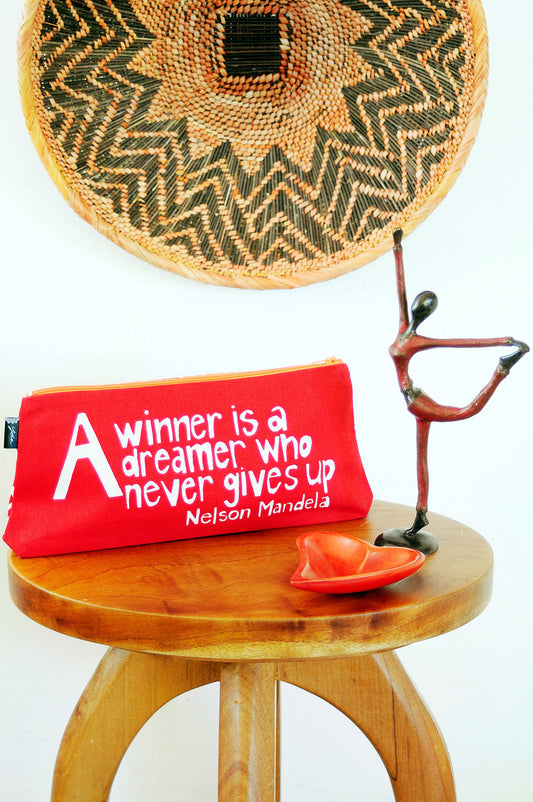 Red A Winner is a Dreamer 12" Mandela Pouch