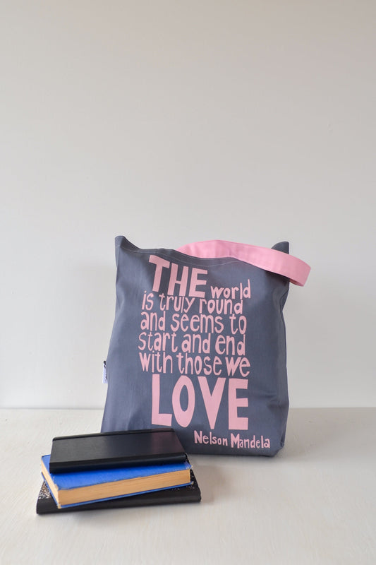 Gray With Those We Love Mandela Tote Bag