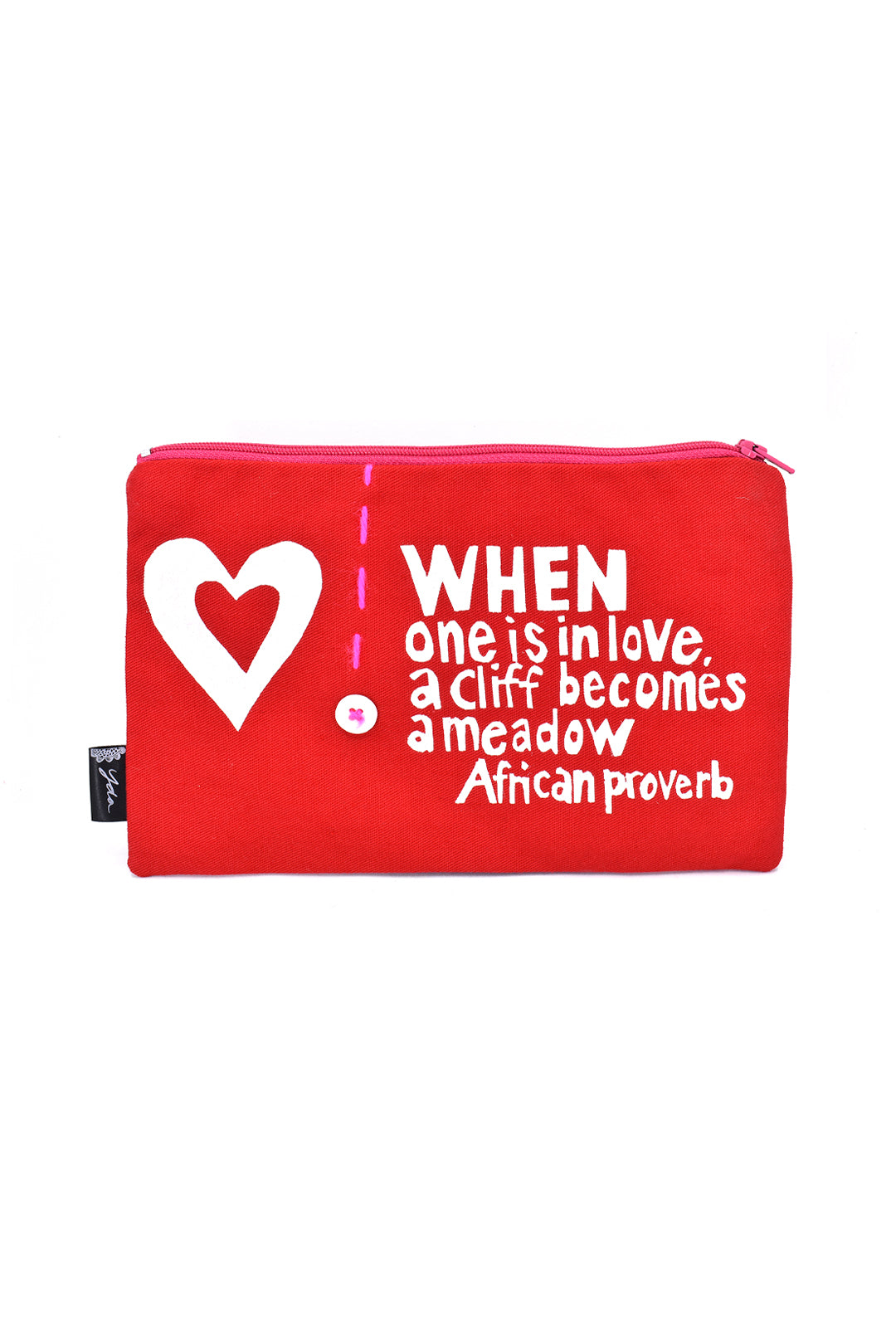 Red When is One is in Love 8" African Proverb Pouch