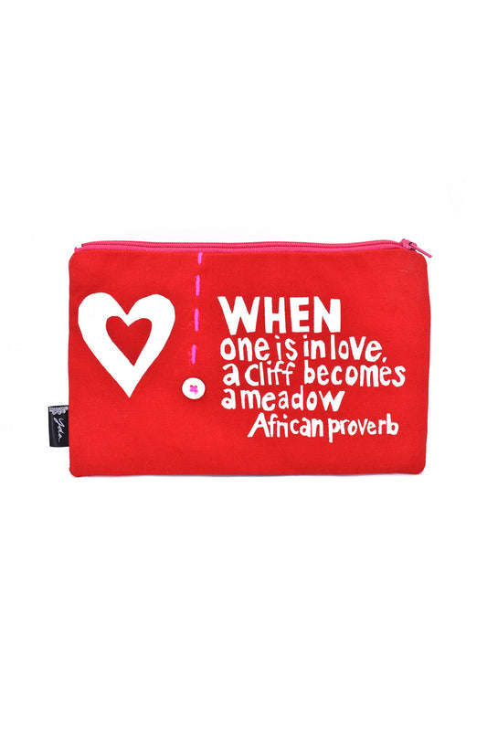Red When is One is in Love 8" African Proverb Pouch