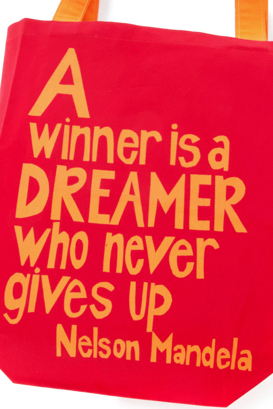 Red A Winner is a Dreamer Mandela Tote Bag