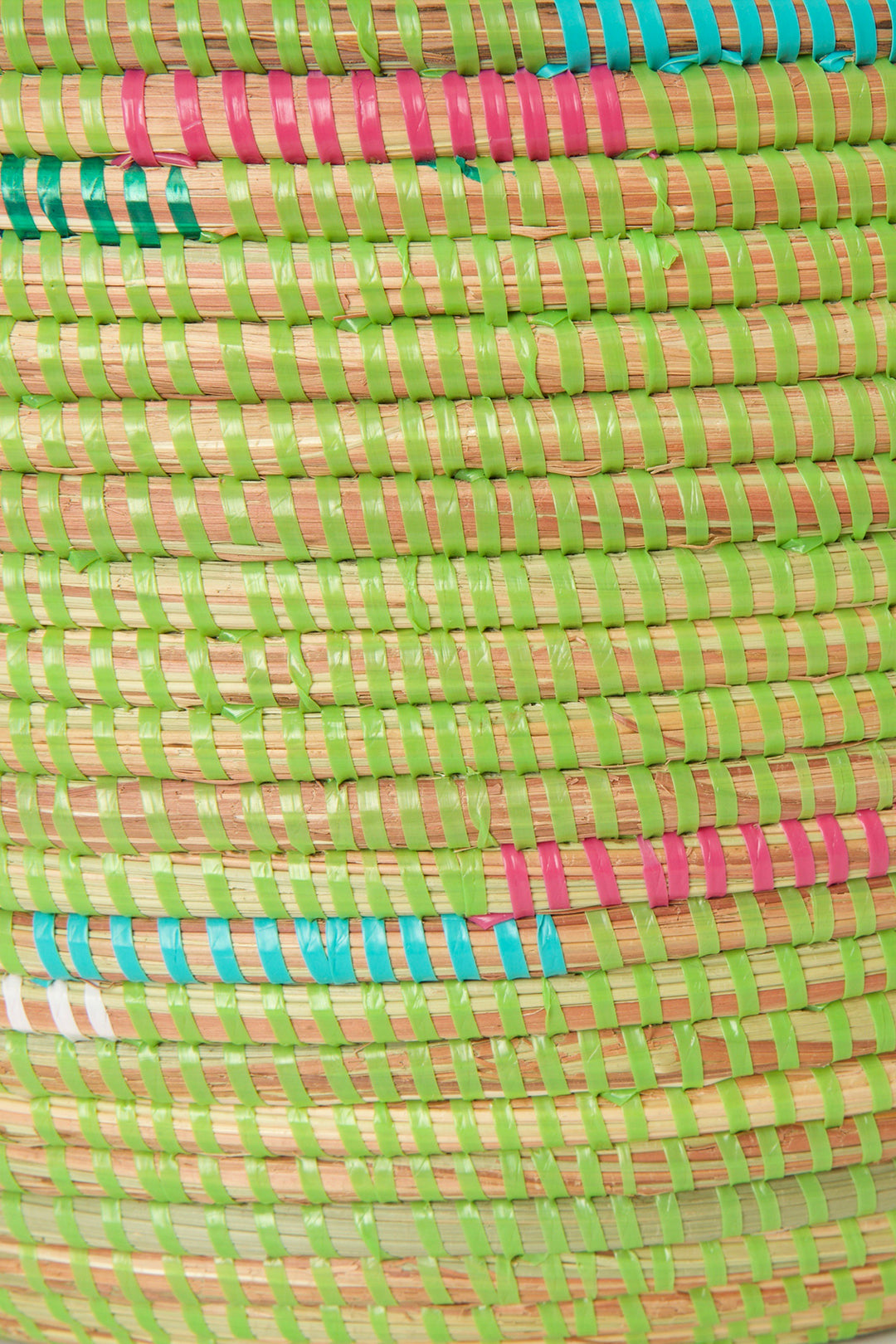 Green Flat Top Storage Basket with Rainbow Spiral