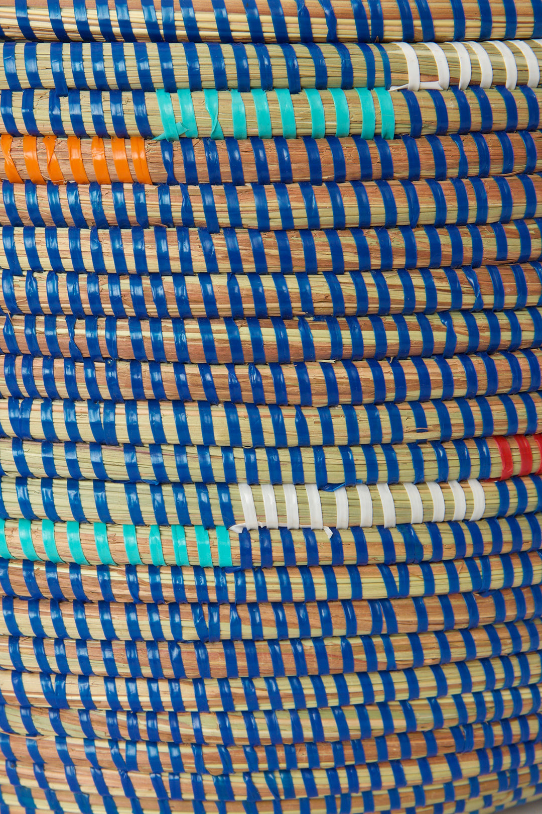 Blue Flat Top Storage Basket with Colorful Spiral