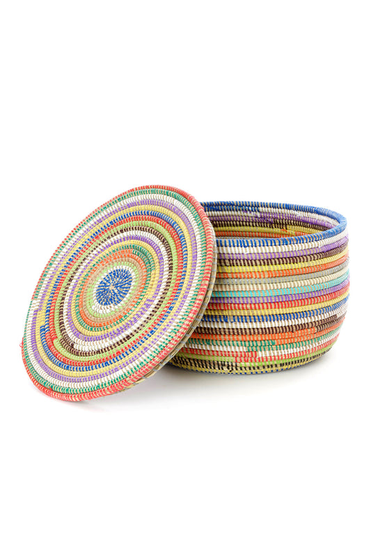 Rainbow Stripe Flat Top Storage Basket