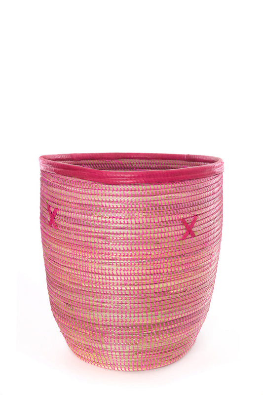 Pink Bins with Leather Trim - Sold Singly
