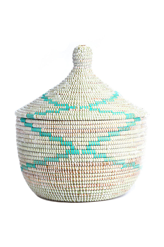 Aqua & White Garland Warming Basket