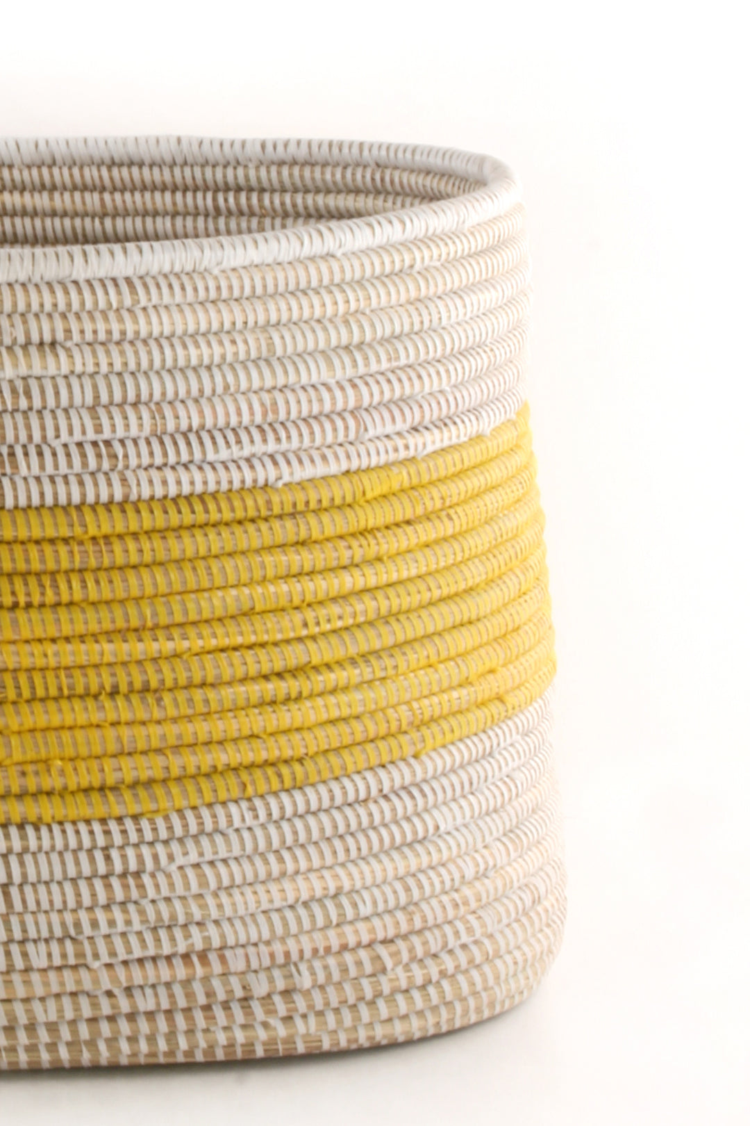 Yellow and White Knitting Basket