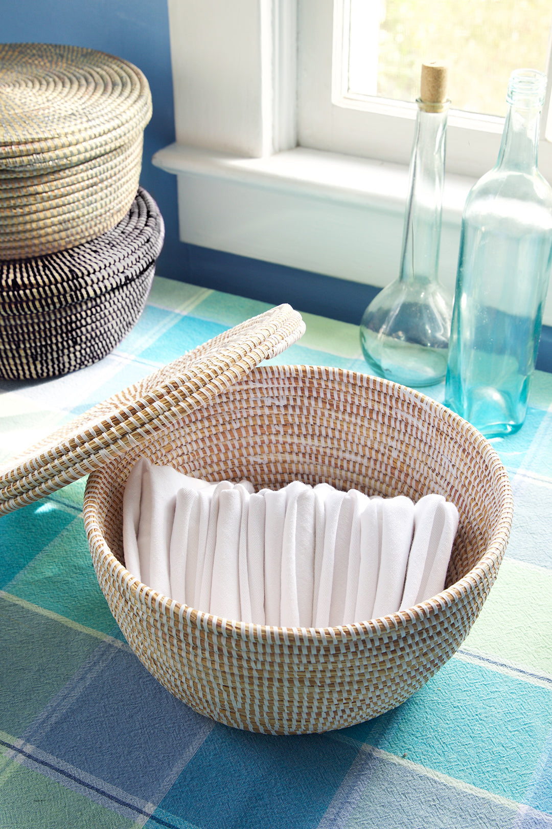 White Lidded Storage Box Basket