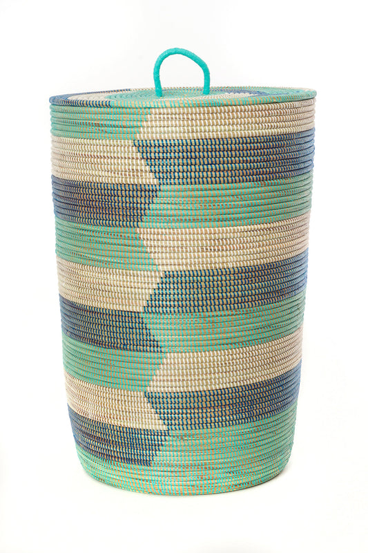 Set of Three Blue Sahara Hamper Baskets