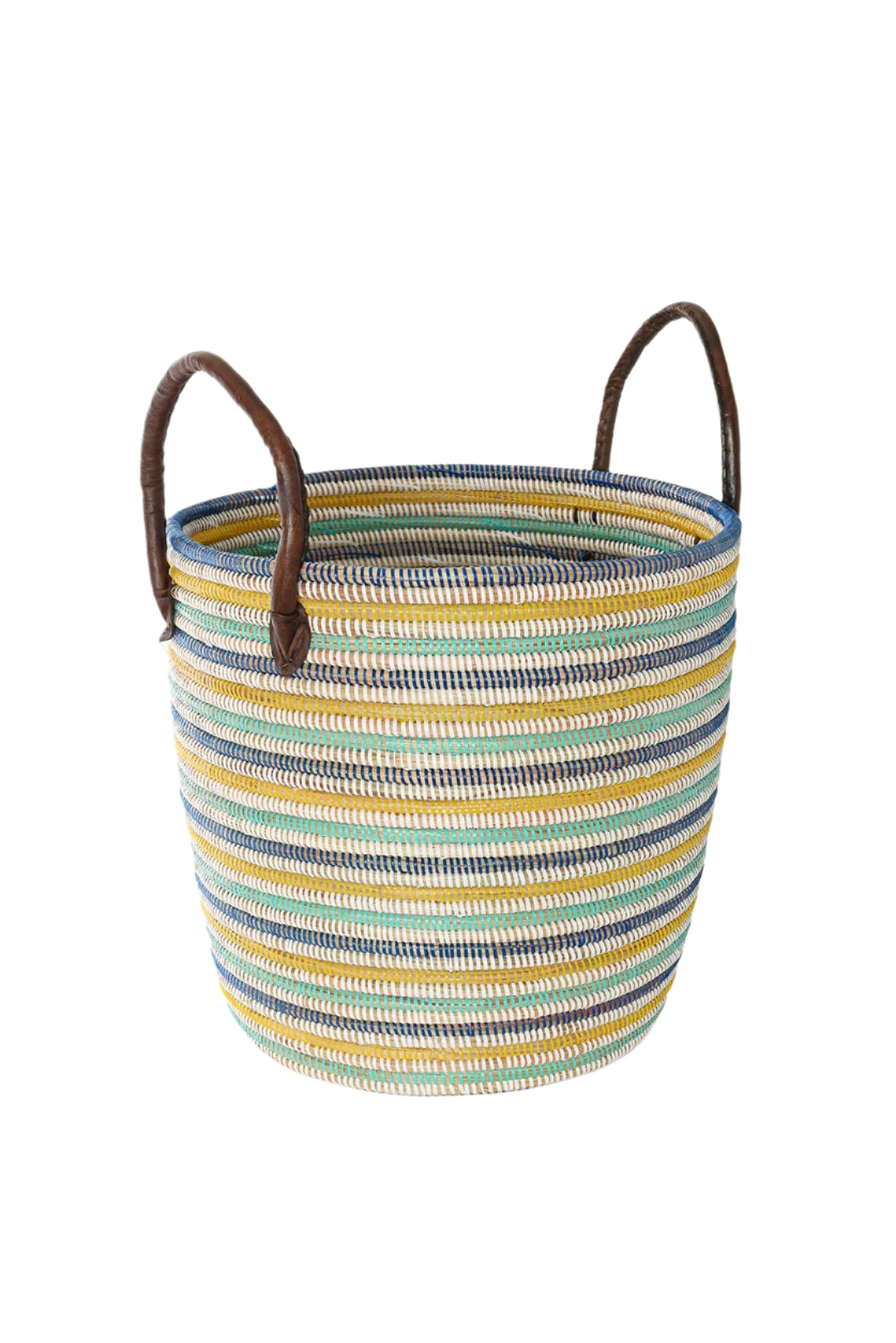 Set of Two Malika Beach Nesting Baskets with Leather Handles
