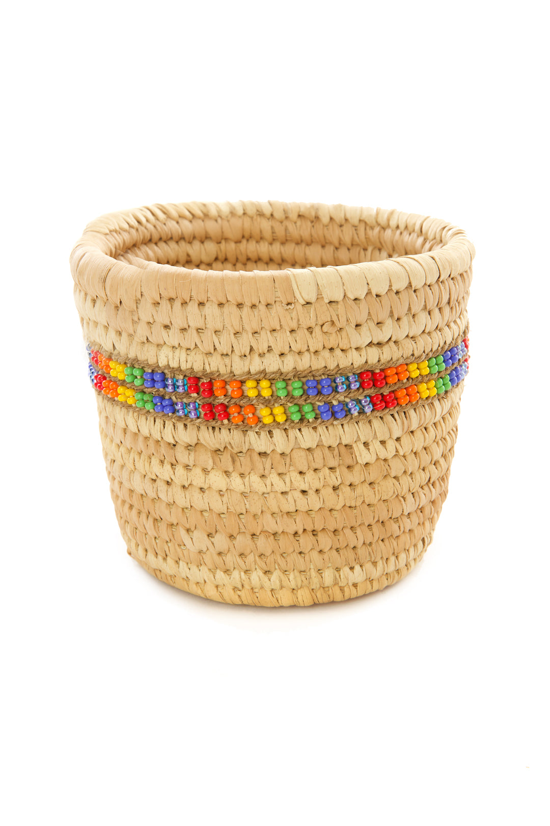 Ngurunit Nomadic Camel Milking Baskets with Rainbow Beaded Stripes