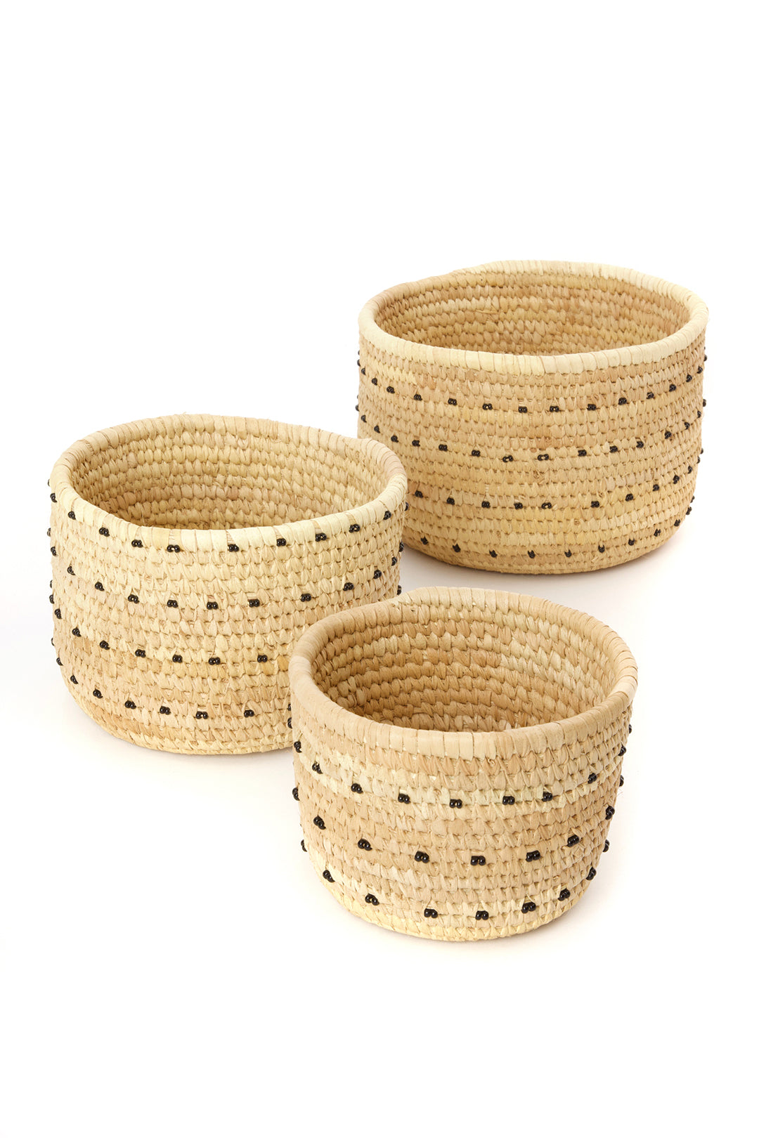 Ngurunit Nomadic Camel Milking Baskets with Black Beaded Dots
