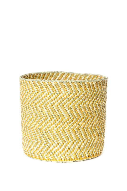Yellow & Natural Maila Milulu Reed Basket - Small
