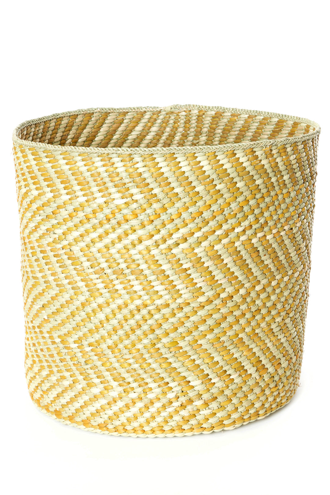 Yellow & Natural Maila Milulu Reed Basket - Large