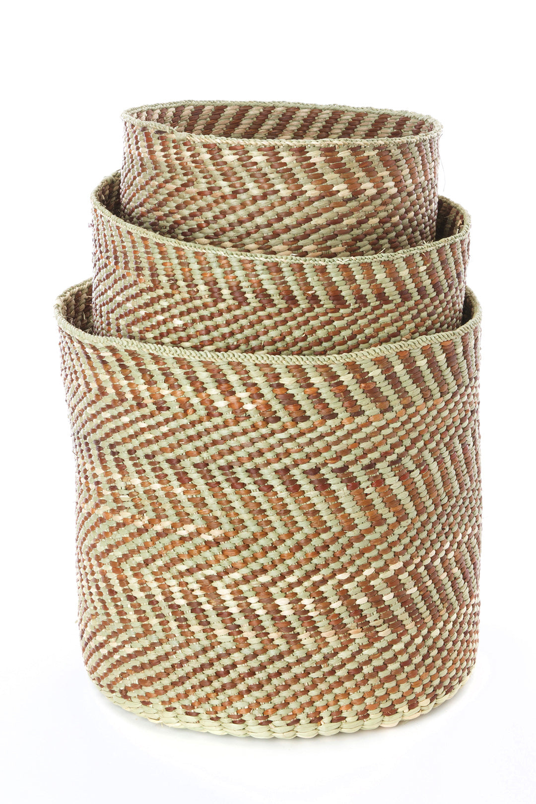 Brown & Natural Maila Milulu Reed Basket - Large