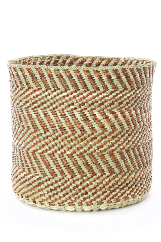 Brown & Natural Maila Milulu Reed Basket - Large