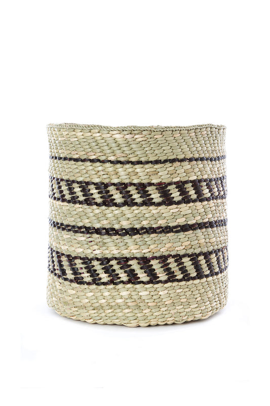 Traditional Iringa Basket with Black Accents - Medium
