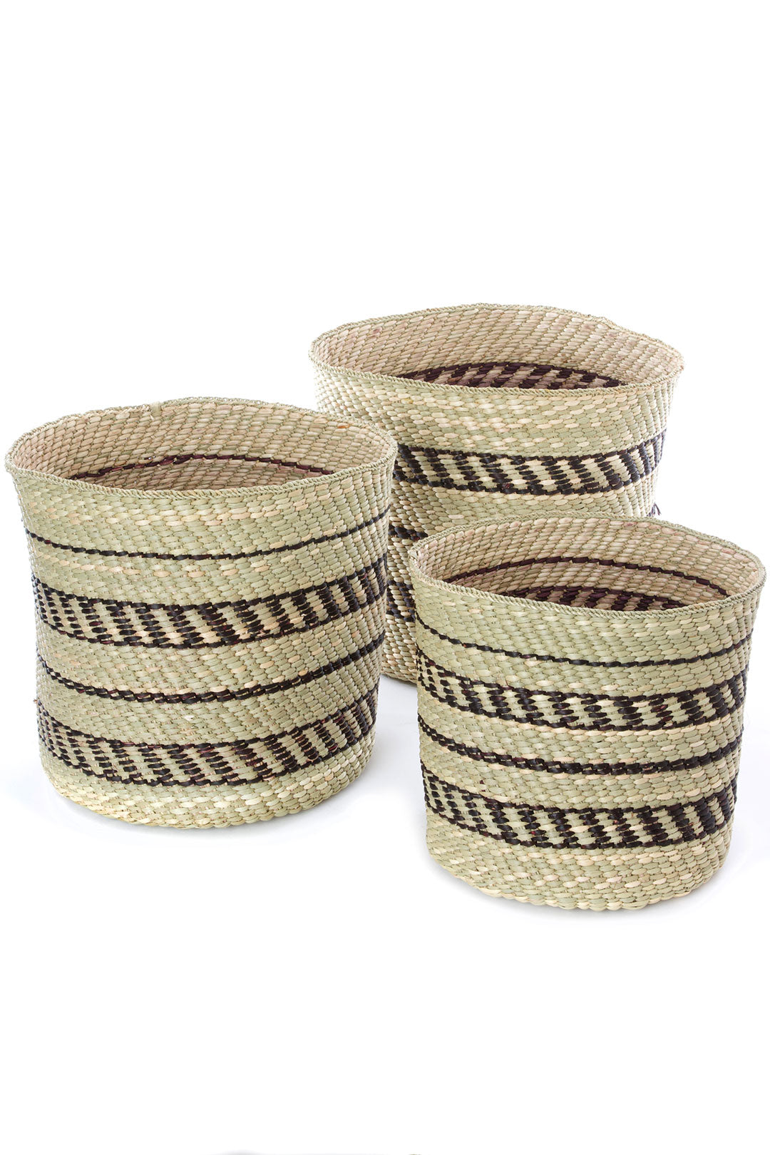 Traditional Iringa Basket with Black Accents - Medium