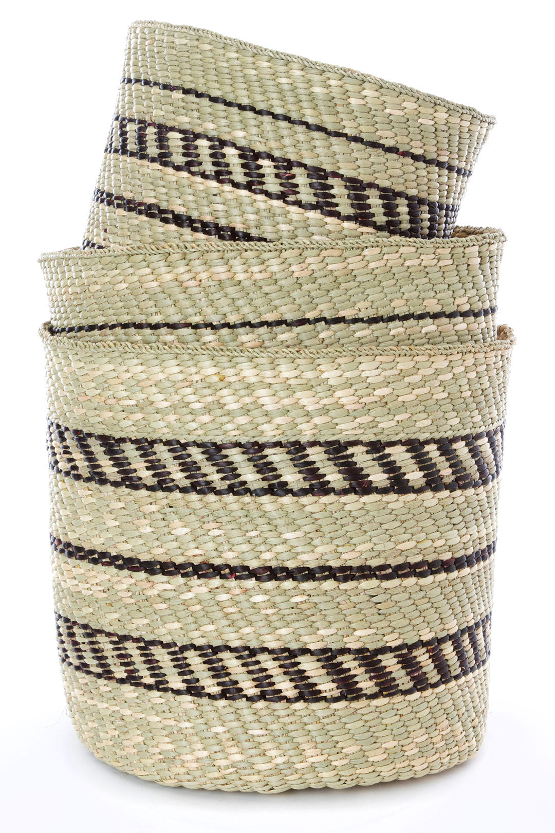 Traditional Iringa Basket with Black Accents - Medium